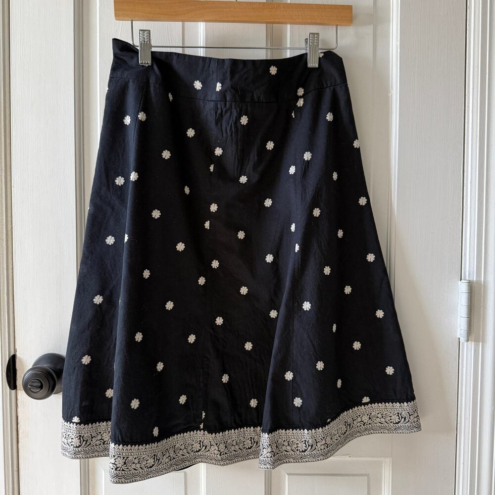Vintage Gap Women’s Black Floral A-Line Cotton Skirt Lined Summer Y2K Size 2